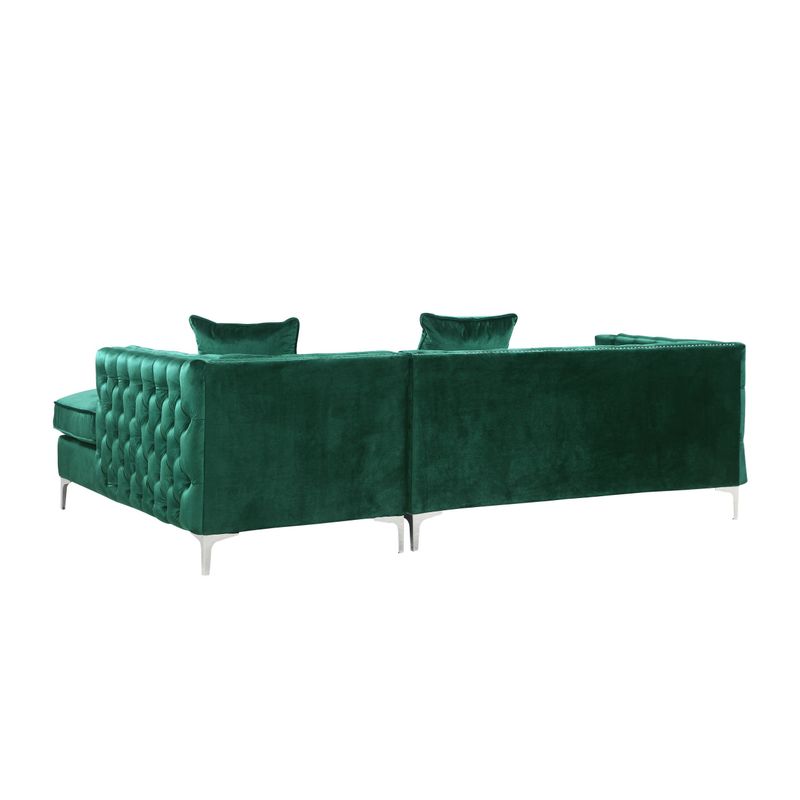 Chic Home Monet Velvet Button-tufted Right-facing Sectional Sofa - Green