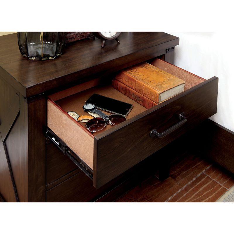 Furniture of America Hilande Rustic Dark Walnut 3-drawer Nightstand - Dark Walnut
