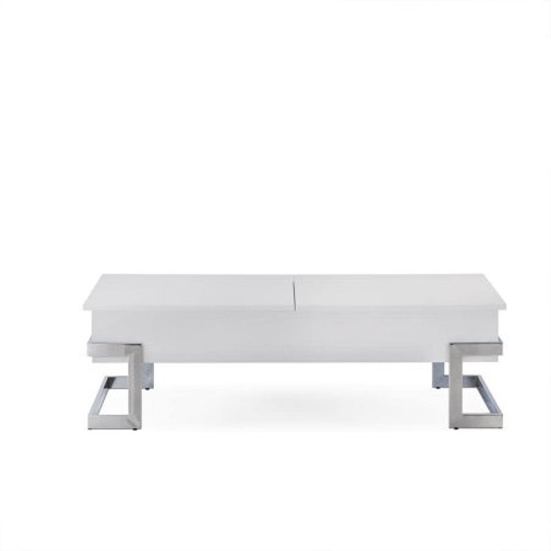 Benzara Wooden Coffee Table With Lift Top Storage Space, White