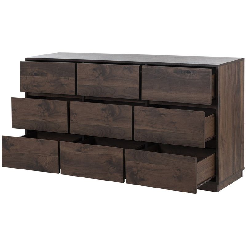 Rent to own Merax MidCentury Modern 9 Drawers Dresser Dark Brown