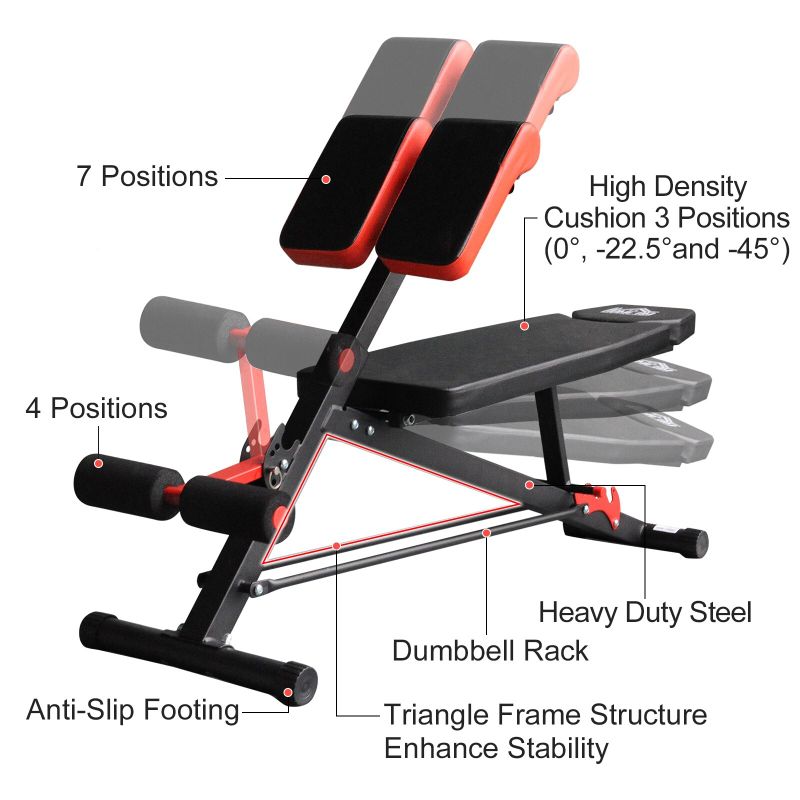 Soozier Adjustable Hyper Extension Multifunction Workout Bench - Orange/Black