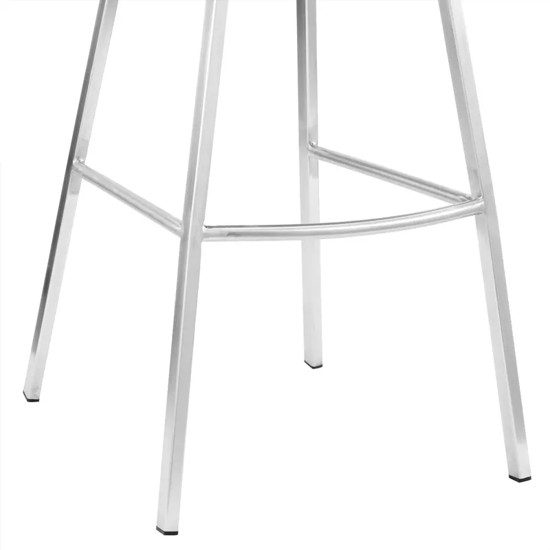 Carise White Faux Leather and Brushed Stainless Steel Swivel 30" Bar Stool