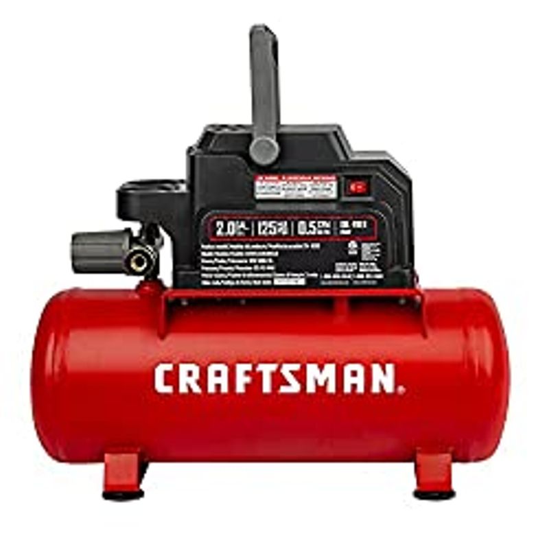 Craftsman Air Compressor, 2 Gallon Portable Air Compressor, Hot Dog Tank, 1/3 HP Oil-Free Max 125 PSI Pressure, 0.7 CFM@40 PSI, 0.5...