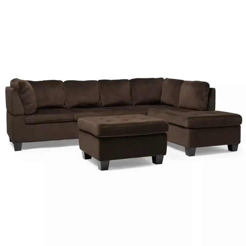 Canterbury Fabric 3-piece Sectional Set by Christopher Knight Home - Charcoal