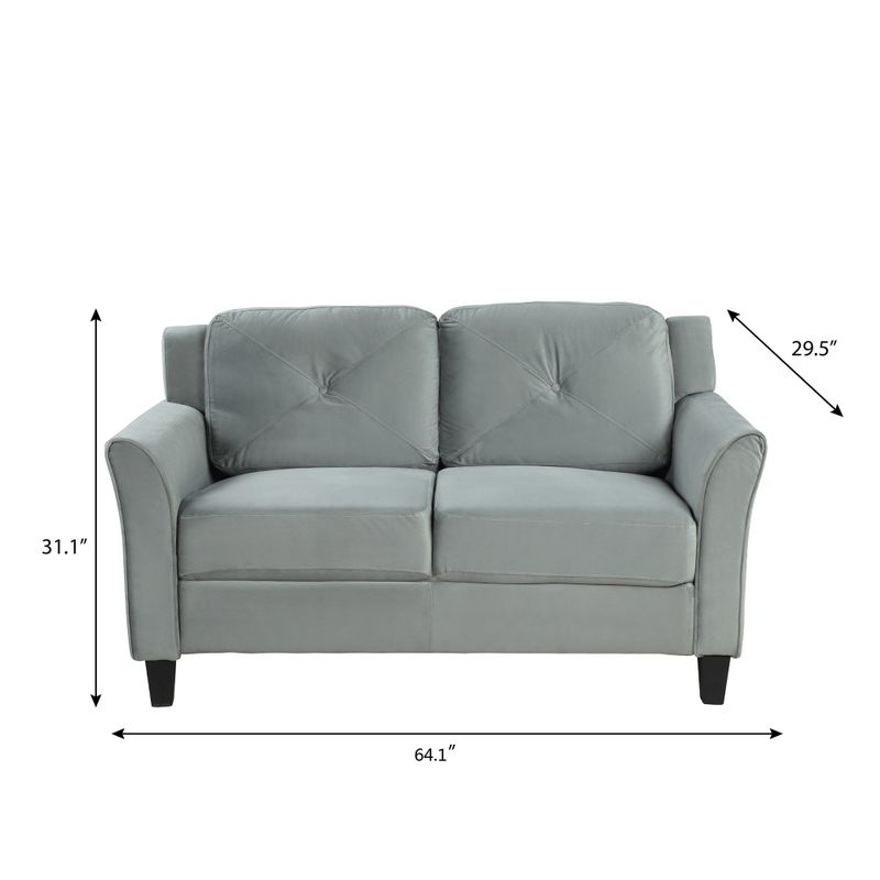 Clihome Button Tufted 3 Piece Chair Loveseat Sofa Set - N/A - Grey