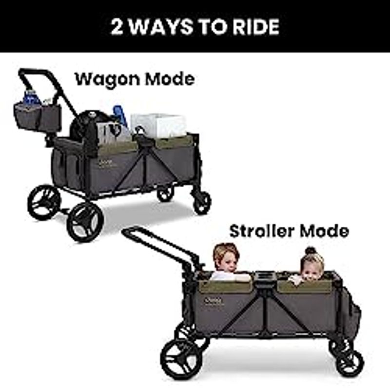 Jeep Sport All-Terrain Stroller Wagon by Delta Children - Includes Canopy, Parent Organizer, Adjustable Handlebar, Snack Tray & Cup...