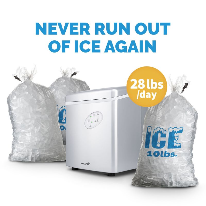 Newair Countertop Ice Maker Machine 28 lbs. of Ice in 24 Hours, Portable Design in Silver - Silver
