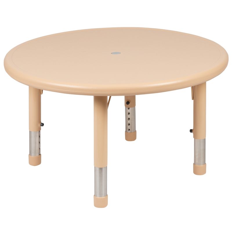 33" Round Plastic Height Adjustable Activity Table - School Table for 4 - Green