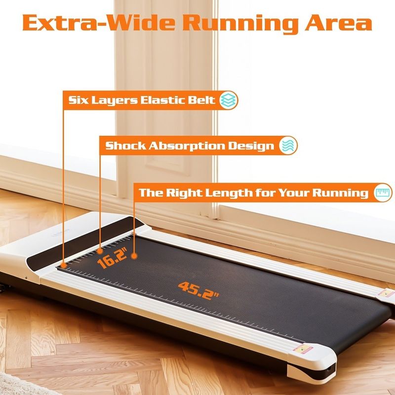 Portable Treadmill, Slim Treadmill with LED Display and Sport APP - White