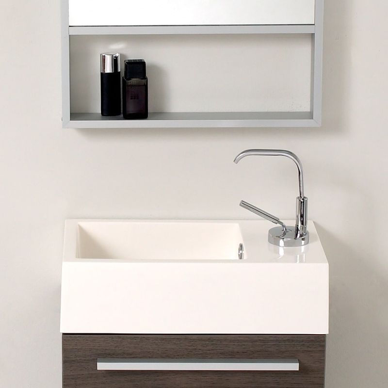 Fresca Pulito Oak Stainless Steel Tall Mirror Bathroom Vanity