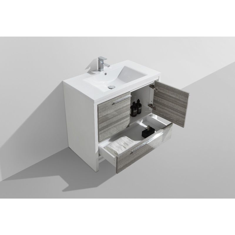 Moreno Bath MOD 36 Inch Free Standing Modern Bathroom Vanity With Reinforced Acrylic Sink - High Gloss White