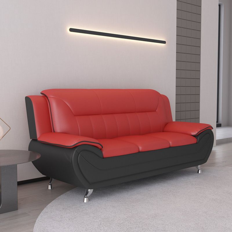 William Street Faux Leather Upholstered 2PCS Living Room Set - Grey/Black