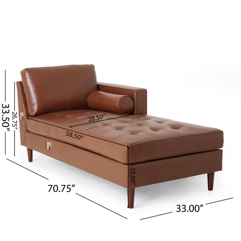 Malinta Contemporary Tufted Upholstered Chaise Sectional by Christopher Knight Home - 109.50" L x 70.75" W x 33.50" H - Cognac Brown +...