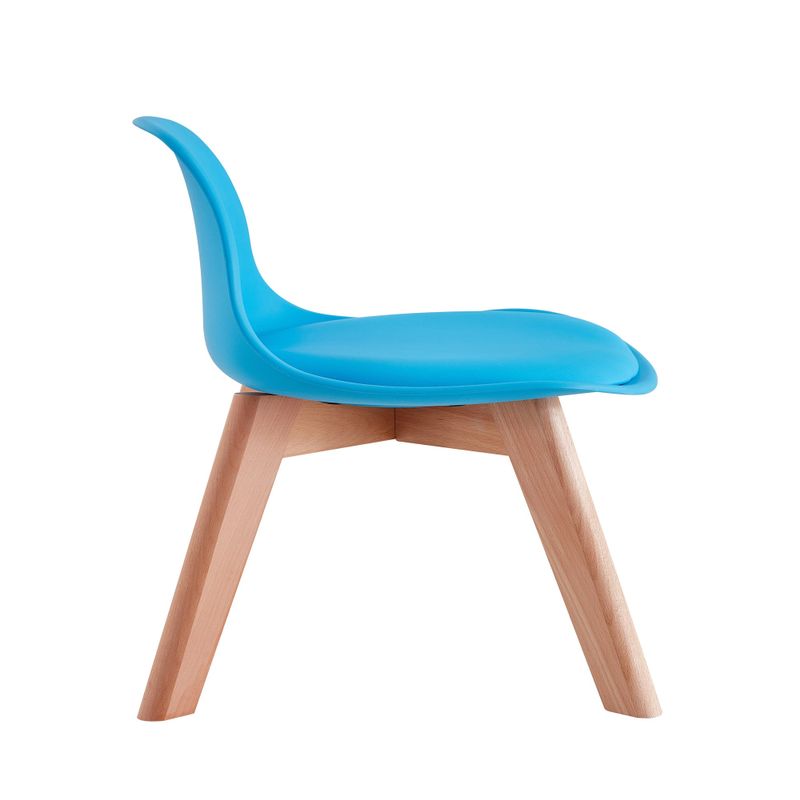 Plastic Seat Kids Chair with Wood Leg(Set of 2) - Blue