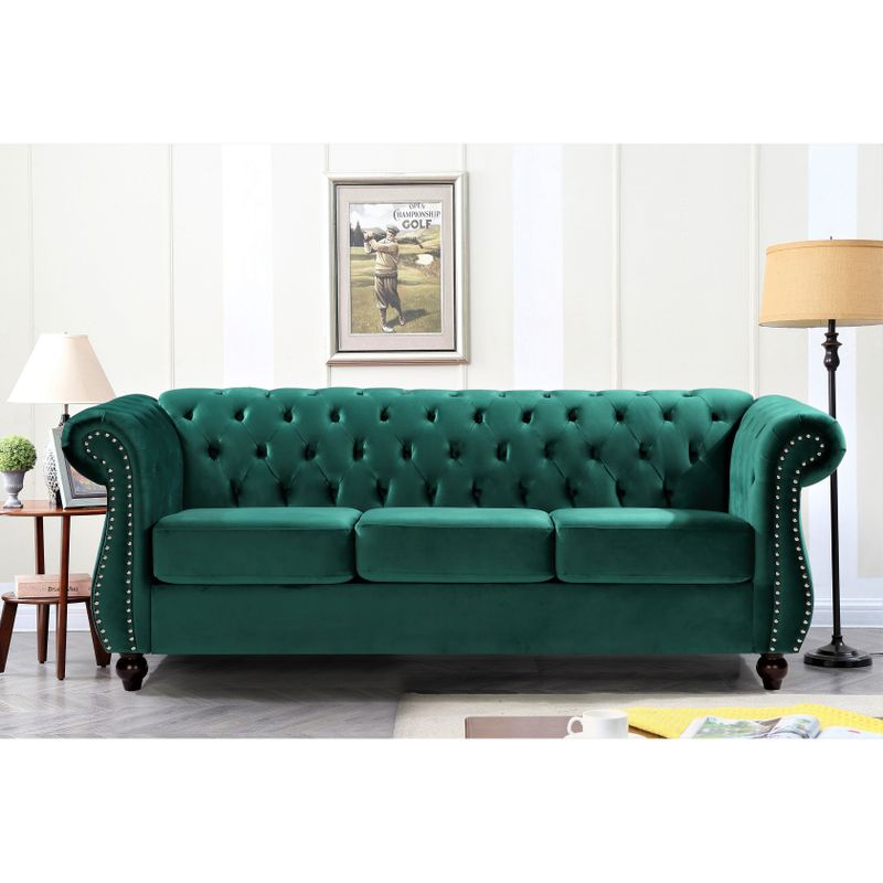 Kemos Velvet Chesterfield 2-piece Living Room Set - Green