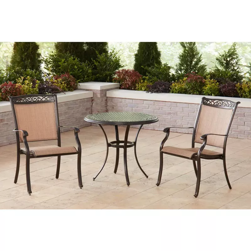 Fontana 3pc: 2 Sling Dining Chairs and 32" Cast Table