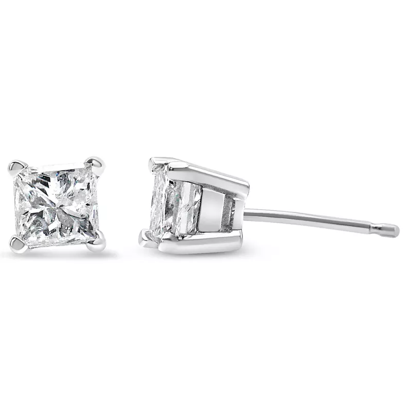 14K White Gold 1/3ct TDW Diamond Solitaire Stud Earrings (J-K, I1-I2)