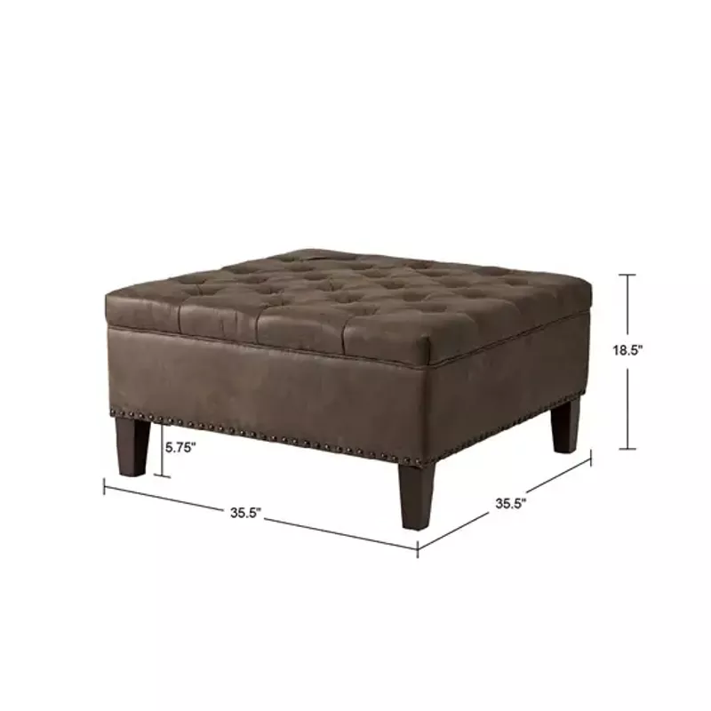 Brown Lindsey Tufted Square Cocktail Ottoman