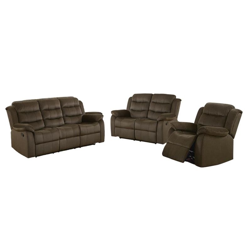 2 Piece Velvet Reclining Sofa Set in Olive Brown - Oliver Brown - 2 Piece