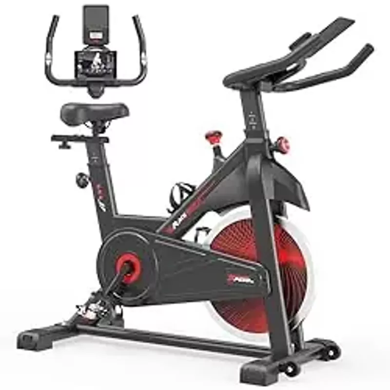 Lifeand Indoor Cycling Exercise Bike Stationary, Home Gym Workout Fitness Bike with Comfortable Cusion and 2 Transport Wheels, LCD Display and Hand Pulse, Black