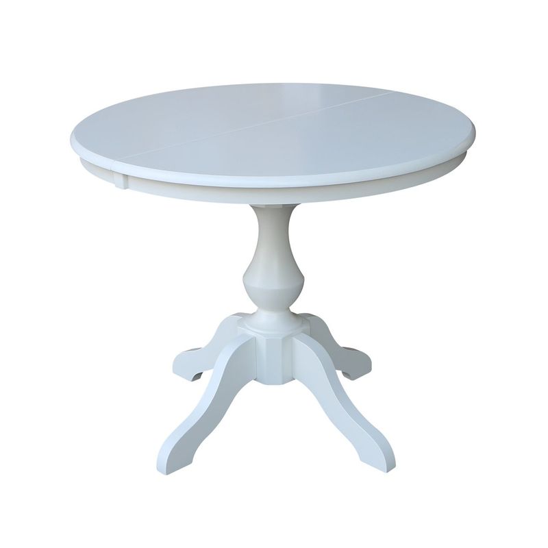 Porch & Den Azores White Round-top Pedestal Table with Leaf - White Bar Height