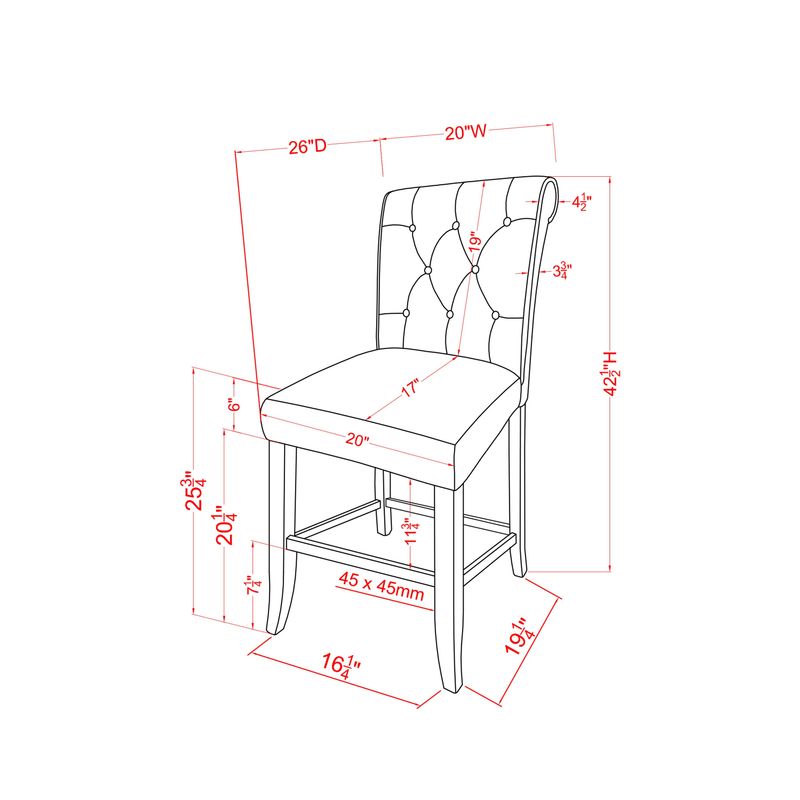 Furniture of America Sheila Chenille Counter Height Chair (Set of 2) - Beige/Rustic Oak