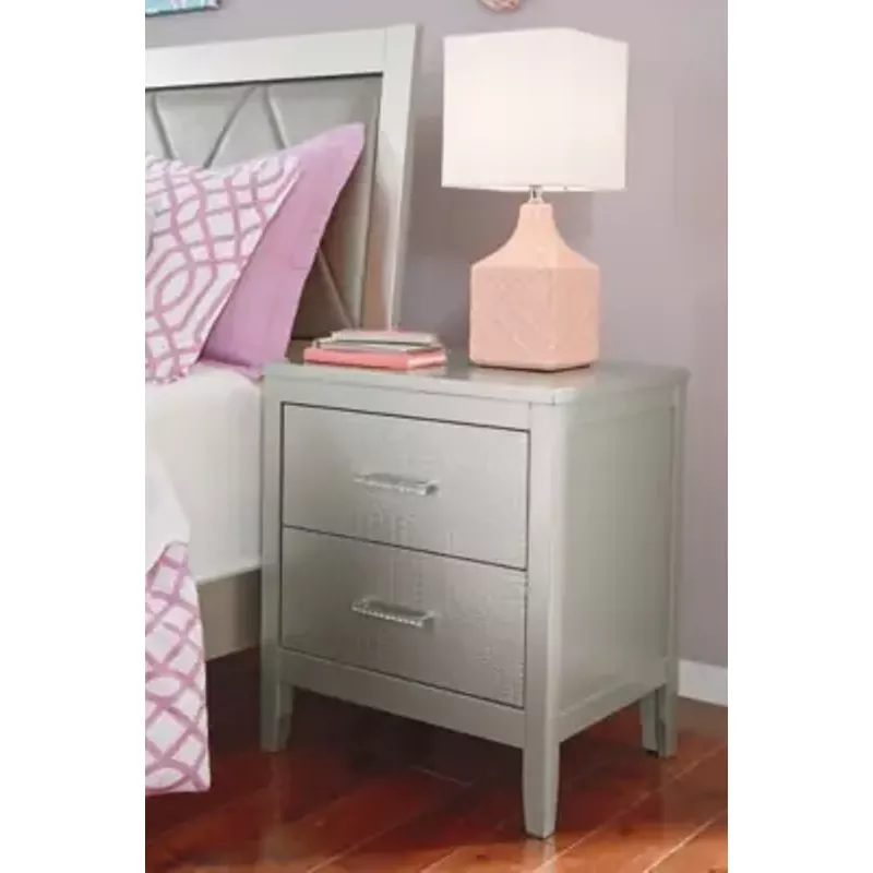 Silver Olivet Two Drawer Night Stand