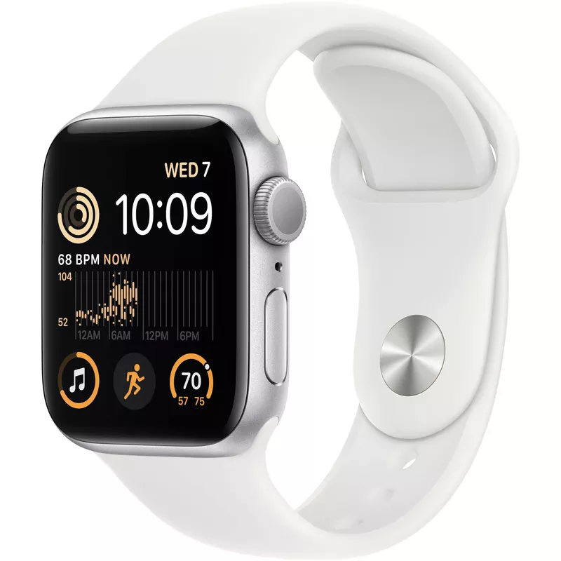 Apple Watch SE - GPS - 40mm - Silver - Aluminum - White Sport Band - M/L