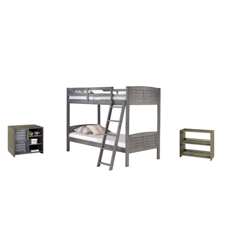 Twin over Twin Bunk with Case Goods - Twin over Twin - Bunk, 2 Drawer Chest, Bookcase, Small Bookcase