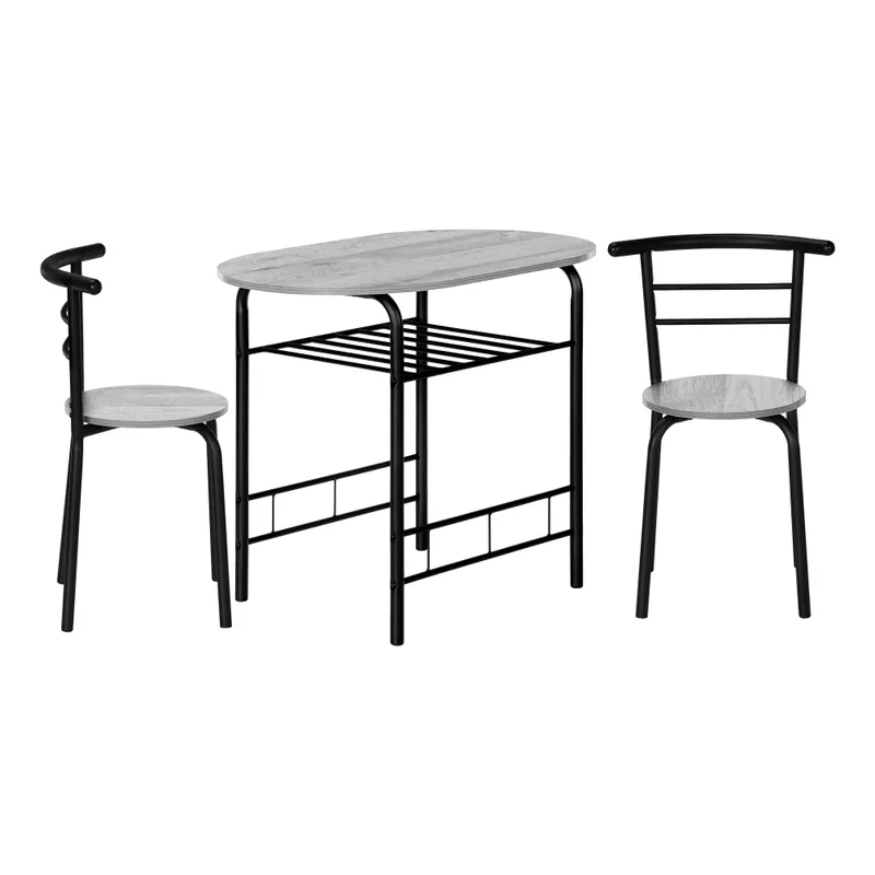 Dining Table Set/ 3pcs Set/ Small/ 32" L/ Kitchen/ Metal/ Laminate/ Grey/ Black/ Contemporary/ Modern