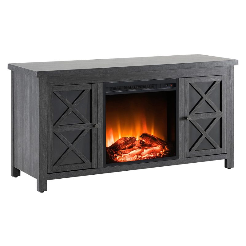 Colton TV Stand with Log Fireplace Insert - White/Gray Oak