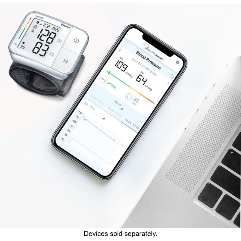 Alt View Zoom 11. Beurer - Bluetooth Wrist Blood Pressure Monitor - Silver