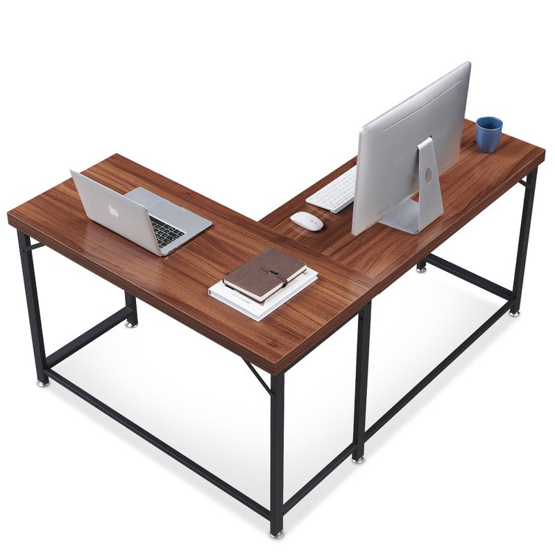 Mcombo Home Office Desks Modern Gaming Desk Corner Desk Industrial L-shaped Desk - Black