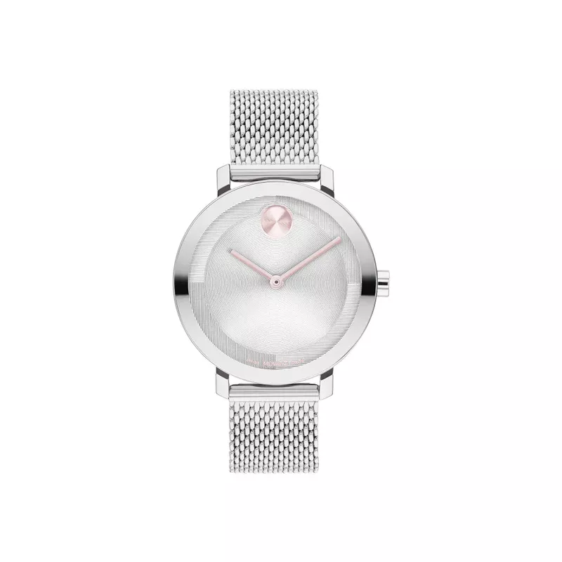 Movado - Ladies' Bold Evolution 2.0 Silver-Tone Stainless Steel Mesh Watch Silver Dial