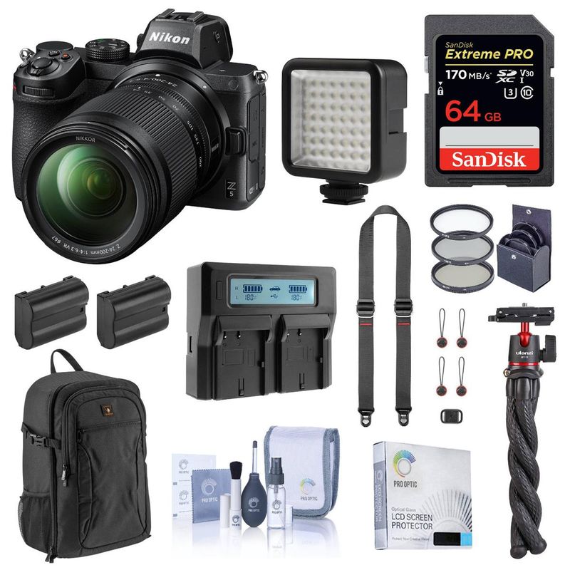Nikon Z5 Full Frame Mirrorless Digital Camera with 24-200mm Lens Bundle with 64GB SD Card, Backpack, 2 Extra Battery, Dual Charger,...