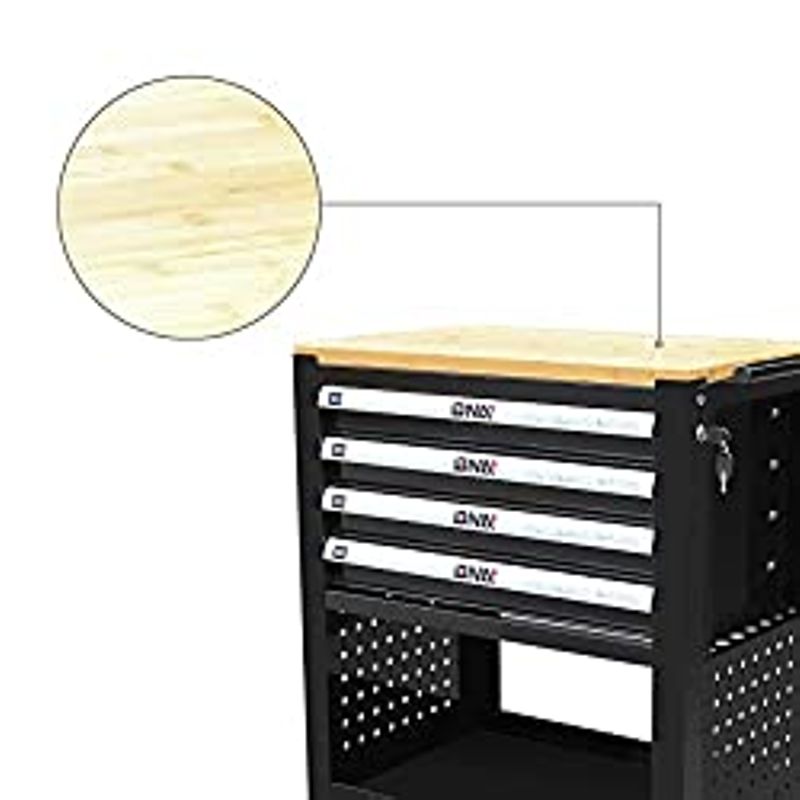 DNA MOTORING 30" W X 37" H X 18" D Large Capacity 4-Drawer Chest Rolling Tool Cart Locking Swivel Cabinet (TOOLS-00003) with Keys