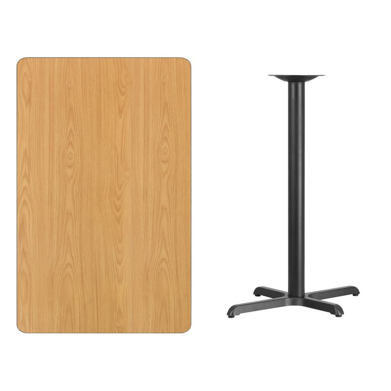 30'' x 48'' Rectangular Table Top with 23.5'' x 29.5'' Bar Height Table Base - 30"W x 48"D x 43.125"H - Black