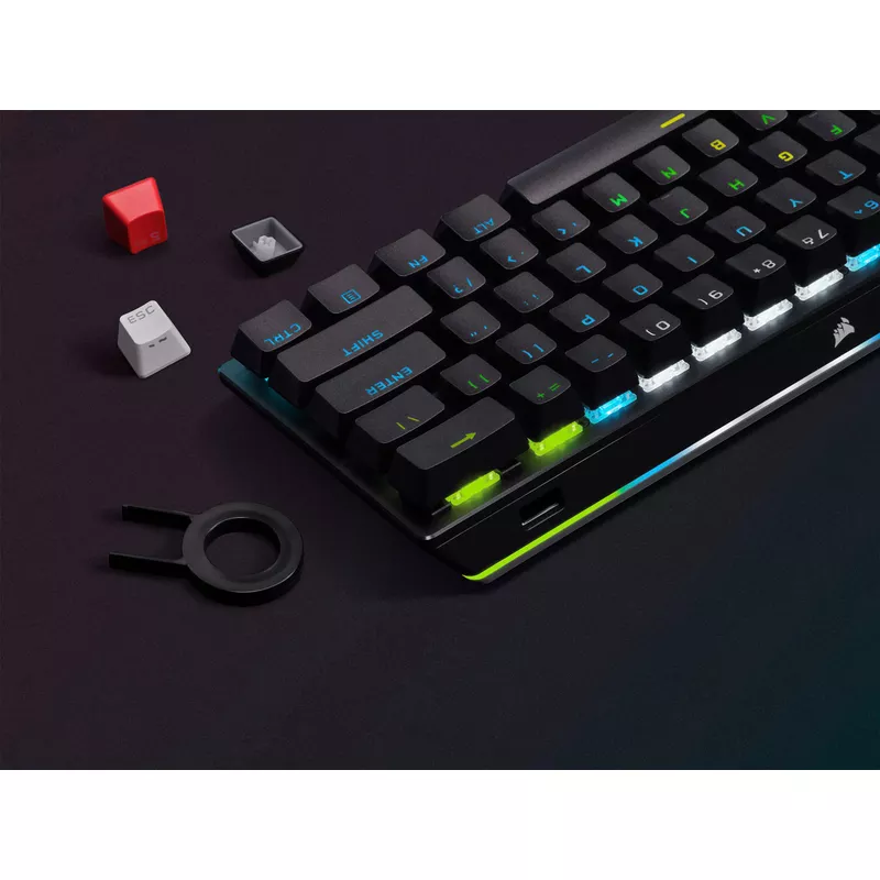 CORSAIR - K70 Pro Mini Wireless 60% RGB Mechanical Cherry MX SPEED Linear Switch Gaming Keyboard with swappable MX switches - Black
