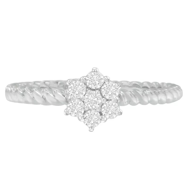 10K White Gold 1/7 ct TDW Diamond Cluster Ring (H-I,SI1-SI2) Choice of size