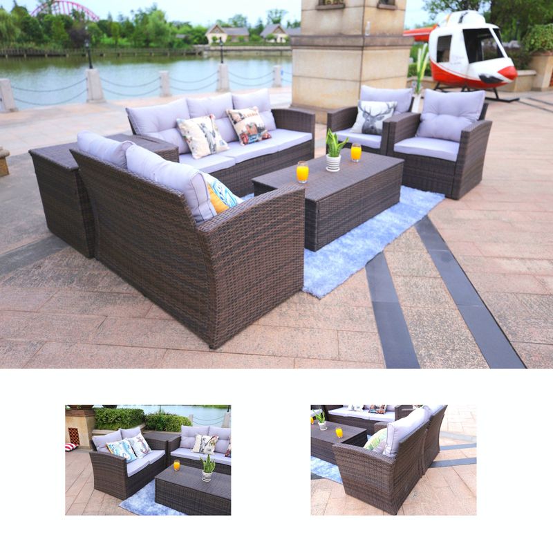 Rent to own Outdoor 6Piece Wicker Patio Sofa Set by Moda Furnishings