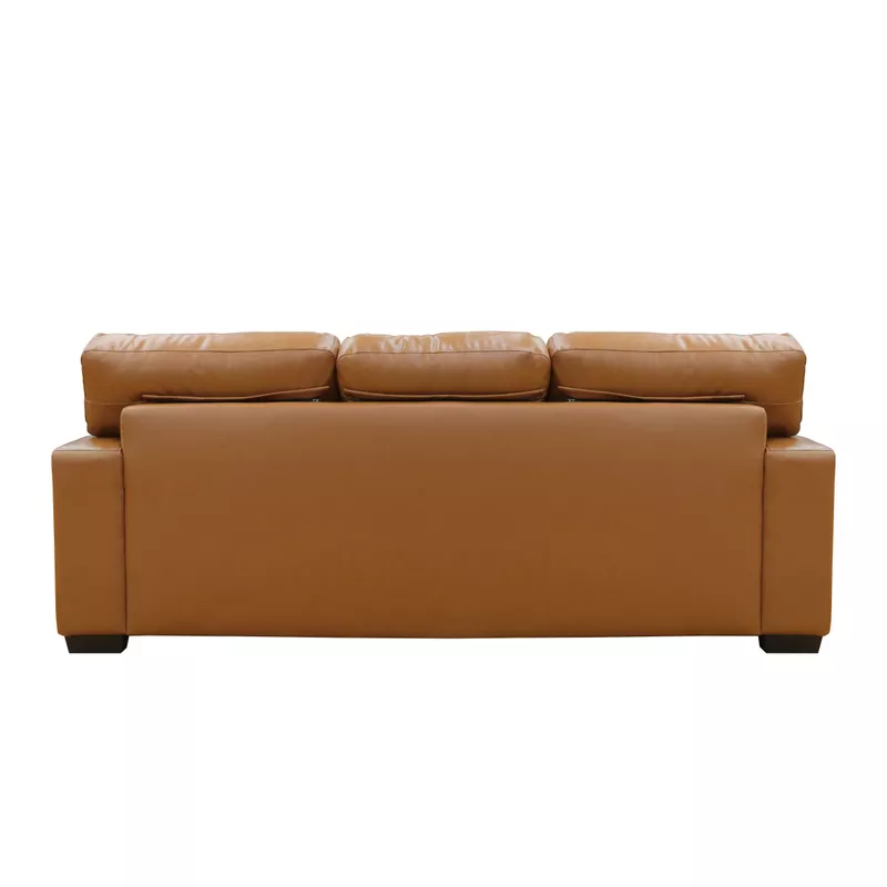 Bordeaux 88 in. Tan Leather Match 3-Seater Sofa with Large Track Arms