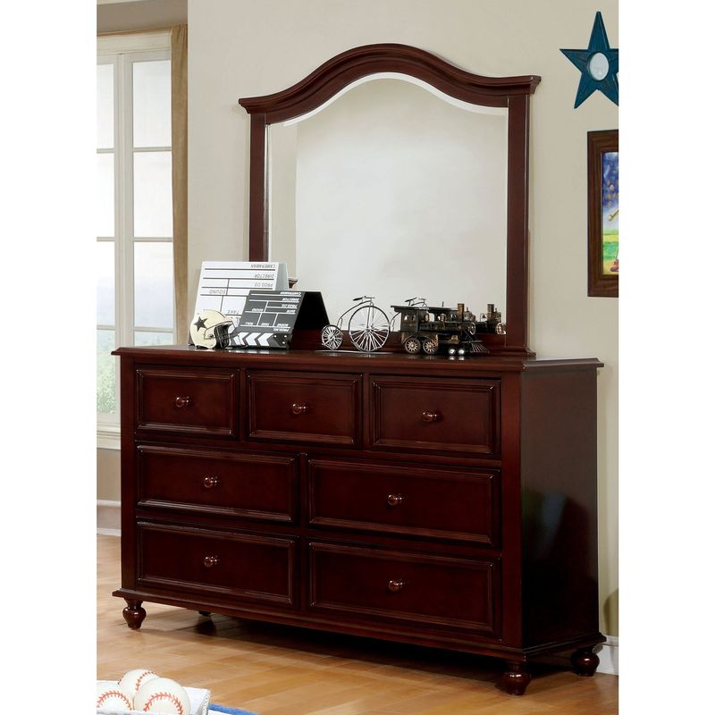 Furniture of America Dole Traditional 2-piece Dresser and Mirror Set - Dark Walnut