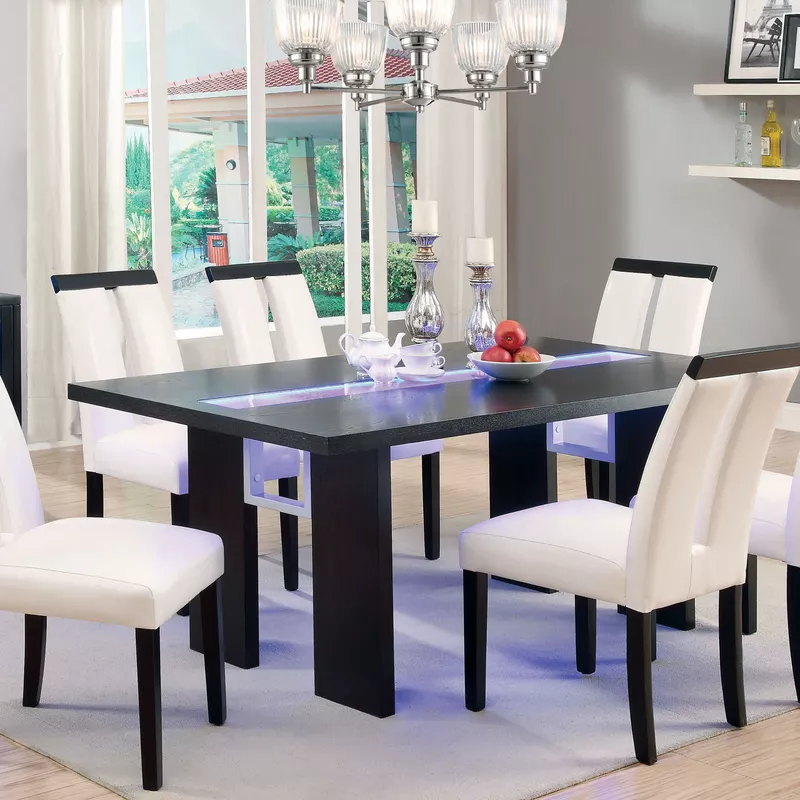 Contemporary Wood LED Dining Table in Black