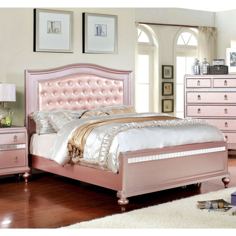 Silver Orchid Gibson Rose Gold Button Tufted Bed - Twin