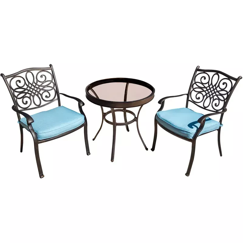 Traditions 3pc: 2 Dining Chairs, 30" Round Glass Top Table