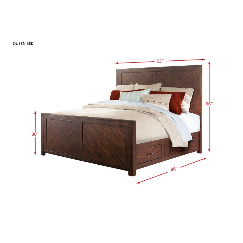 Picket House Furnishings Dex Queen Platform Storage 4PC Bedroom Set - Walnut