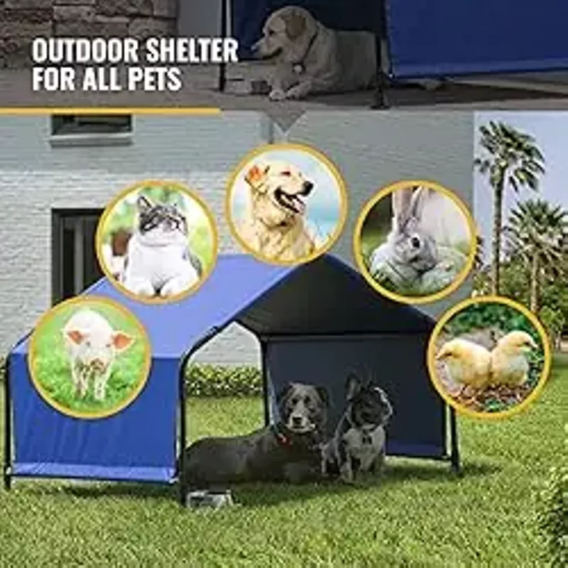 ShelterLogic 5' Outdoor Pet Shade, Versatile Pet Canopy Tent for Medium to Large-Breed Dogs, Cats, Small Animals and Livestock, Blue
