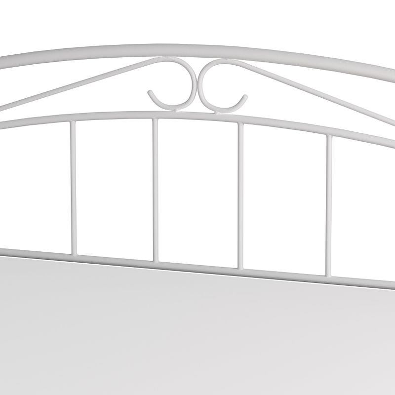 Porch & Den Neugebauer White Metal Arched Scroll Design Headboard - Queen