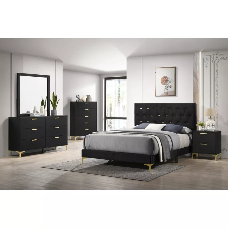 Kendall 5-Drawer Chest Black and Gold