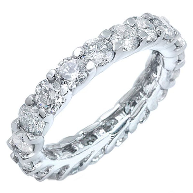 14k White Gold 3ct TDW Trellis Diamond Eternity Ring - Size 5